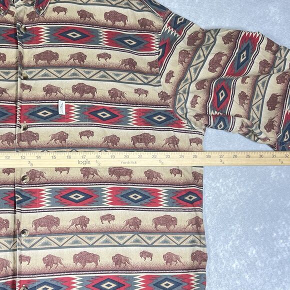OUTFITTERS ROUNDTREE & YORKE Shirt AZTEC Southwestern Buffalos All Over Men’s XL - Picture 7 of 12